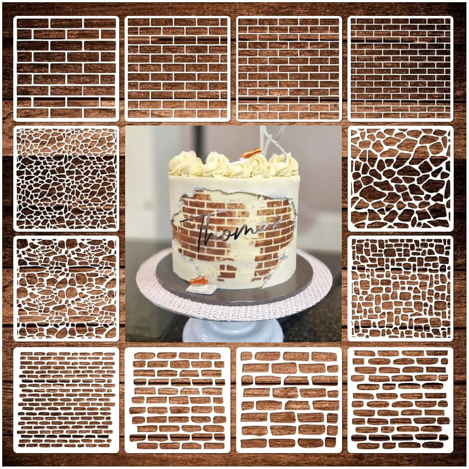 12pcs/set15*15cm  mold DIY Pattern hollow template Stencils cake baking sugar powder sieve mold graffiti drawing tiles Stencils