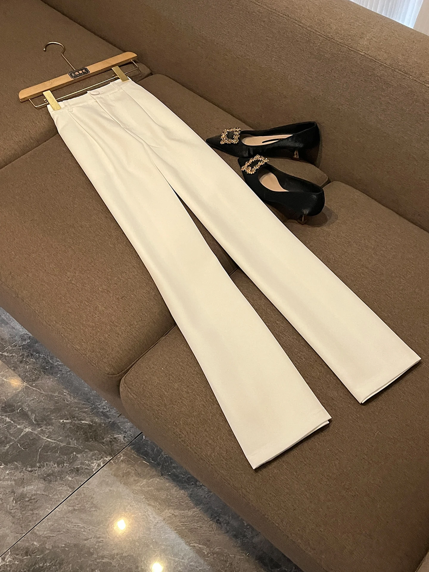 Busin Suit Set High Waist Slim Straight Pants Long Sve Diamond Design Outerwear for Women Commute Faion 2025 Autumn W...