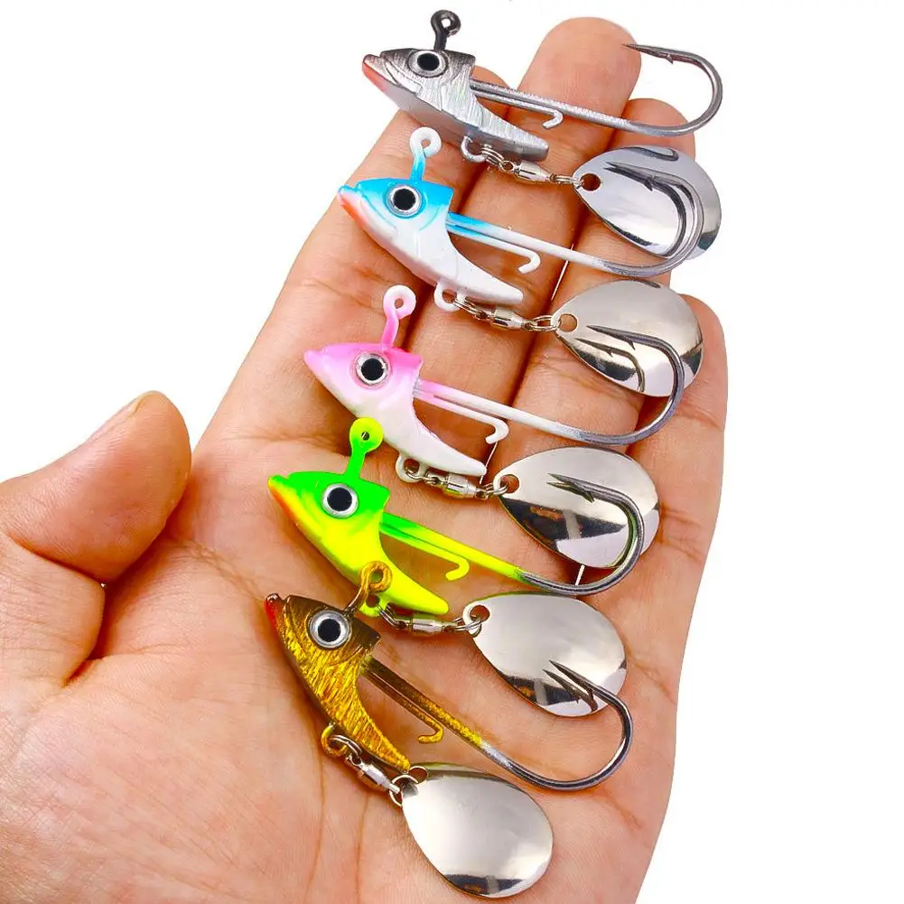 5PCs Fishing Jig Heads Swimbait Underspin Jig Heads Hooks 1/ Spinner Blade for Bass Trout Salmon Saltwater Freshwater