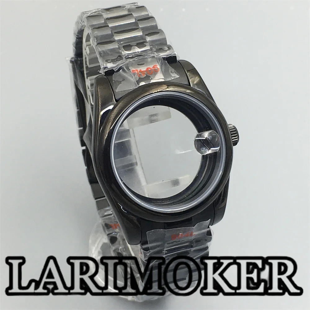 LARIMOKER-brazalete de acero inoxidable con bisel redondo, caja de cristal de zafiro, movimiento automático, 36mm/39mm, para NH35, NH36, ETA2824, PT5000