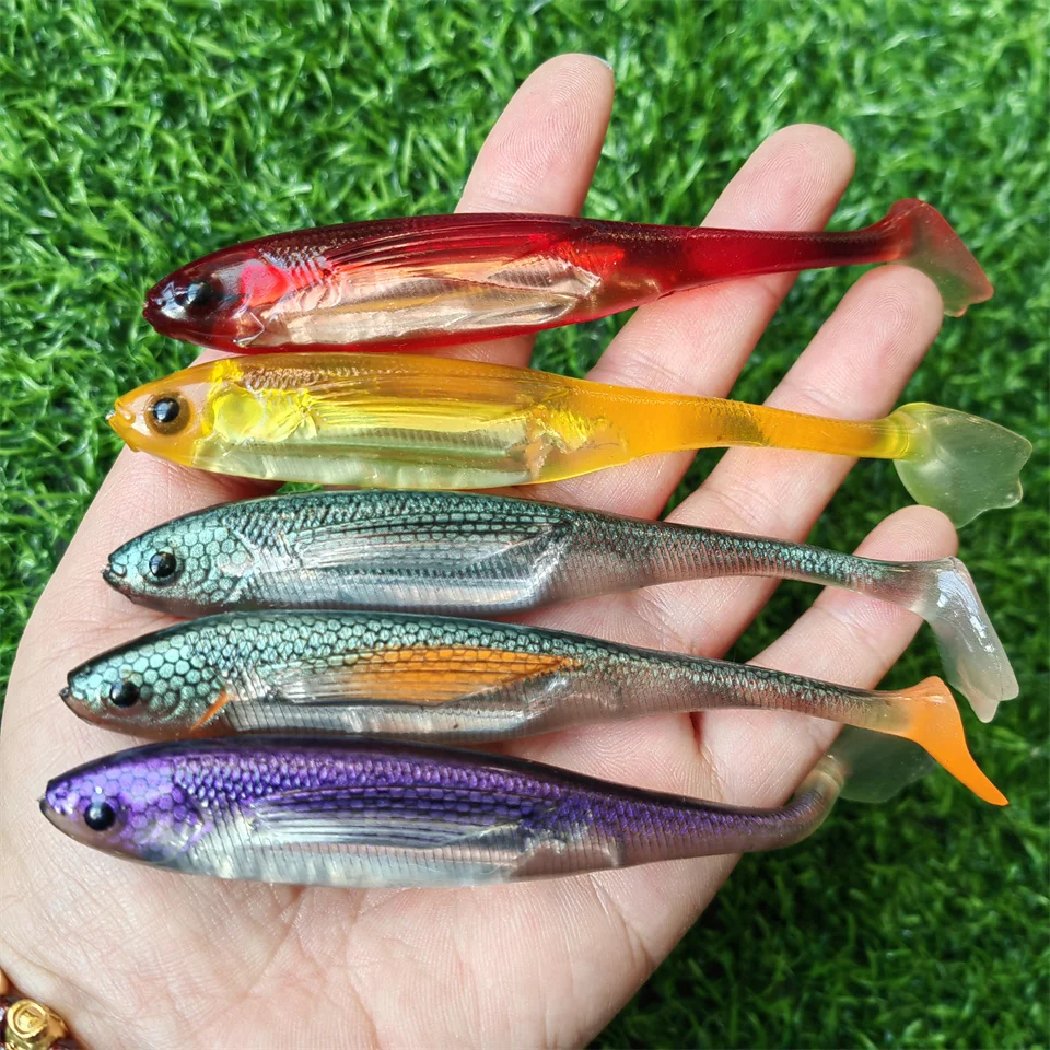 3 個 12.5 センチメートル 9 グラムソフト餌スイムベイトパドルテールソフトプラスチックルアーシャッドルアー虹色スパンコールスイムベイトソフトワーム