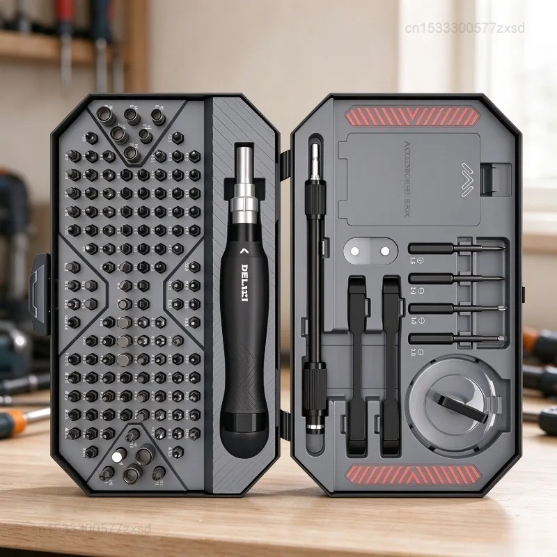 New DELIXI 145-in-1 Screwdriver Set Precision Magnetic Screw Driver Bits Wireless Hand Versatile Electronics and Laptop Repairs