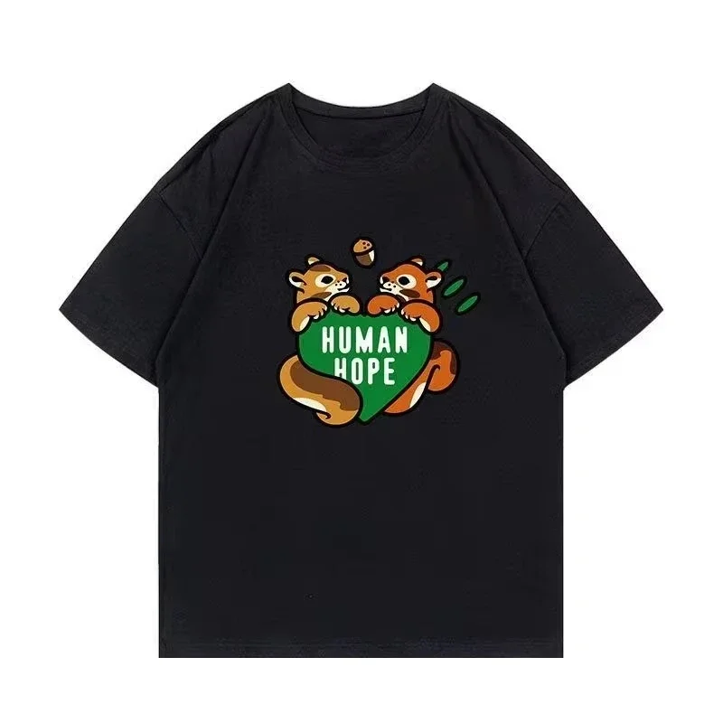 Women's Graphic T Shirt Polyester Vintage Animal Squirrel Tee Short Sleeve Top Trendy Streetwear Human Hope Letter Casual Shirt