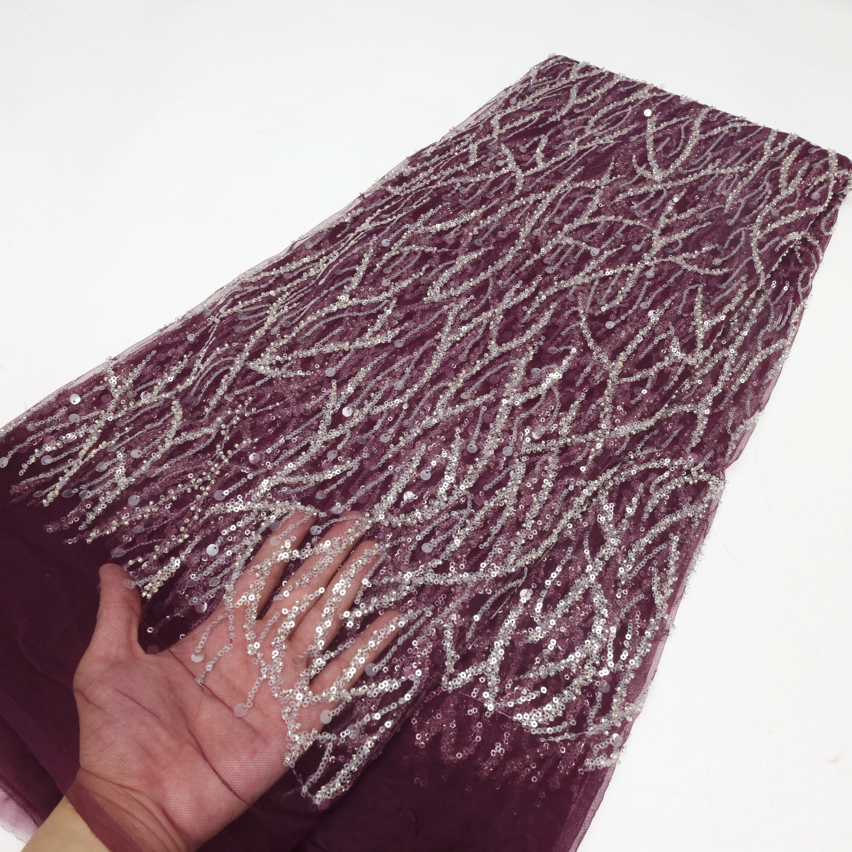 2024 High Quality French Mesh Lace Fabric African Nigerian Mesh Sequins Lace Net Lace For Women Wedding Party Dresses Sew
