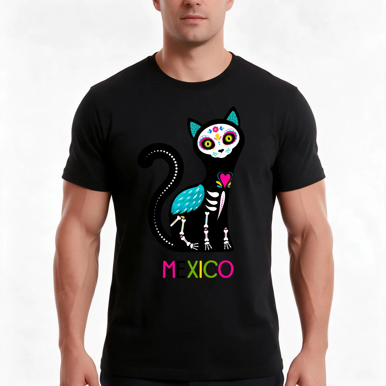 Sugar Skull Attorney At Law Cat T-Shirt, Summer Casual Cotton Tee, Oversized Streetwear Tops, Vintage Graphic Print, 100% Cotton