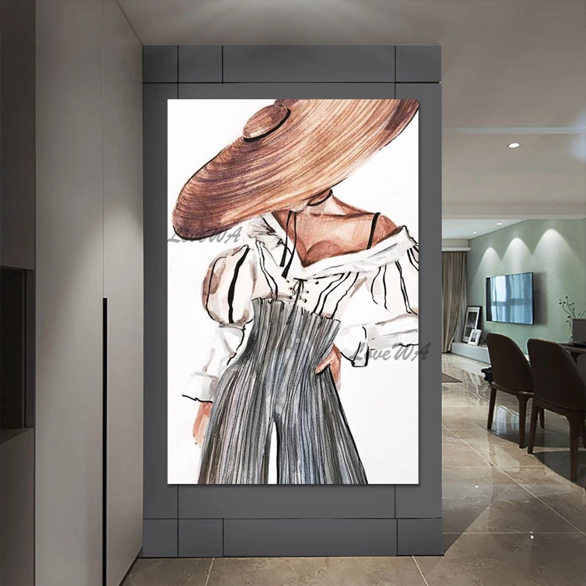 صورة امرأة قماش النفط اللوحة، صورة مجردة الشكل، الاكريليك الفن الملمس رسمت باليد الديكور الجدار، عمل فني بدون إطار