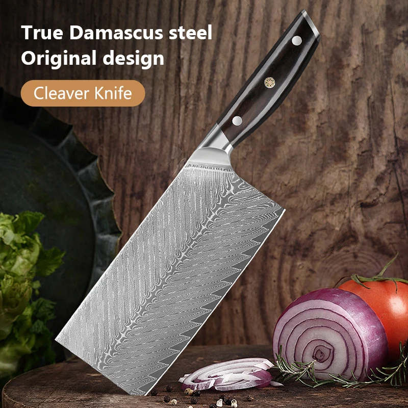 

Damascus 67 Layers Steel 7.5 inch Cleaver Knife Japanese Super Sharp Chef Knife carbon steel Kitchen Knife With Ebony Handle