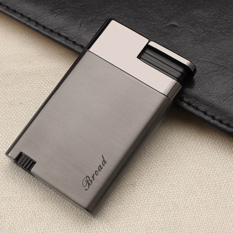 Broad Novel Jet Torch Lighter New Premium Windproof Blue Flame Butane Refillable Brushed Zinc Alloy For Cigar Men Festival Gift