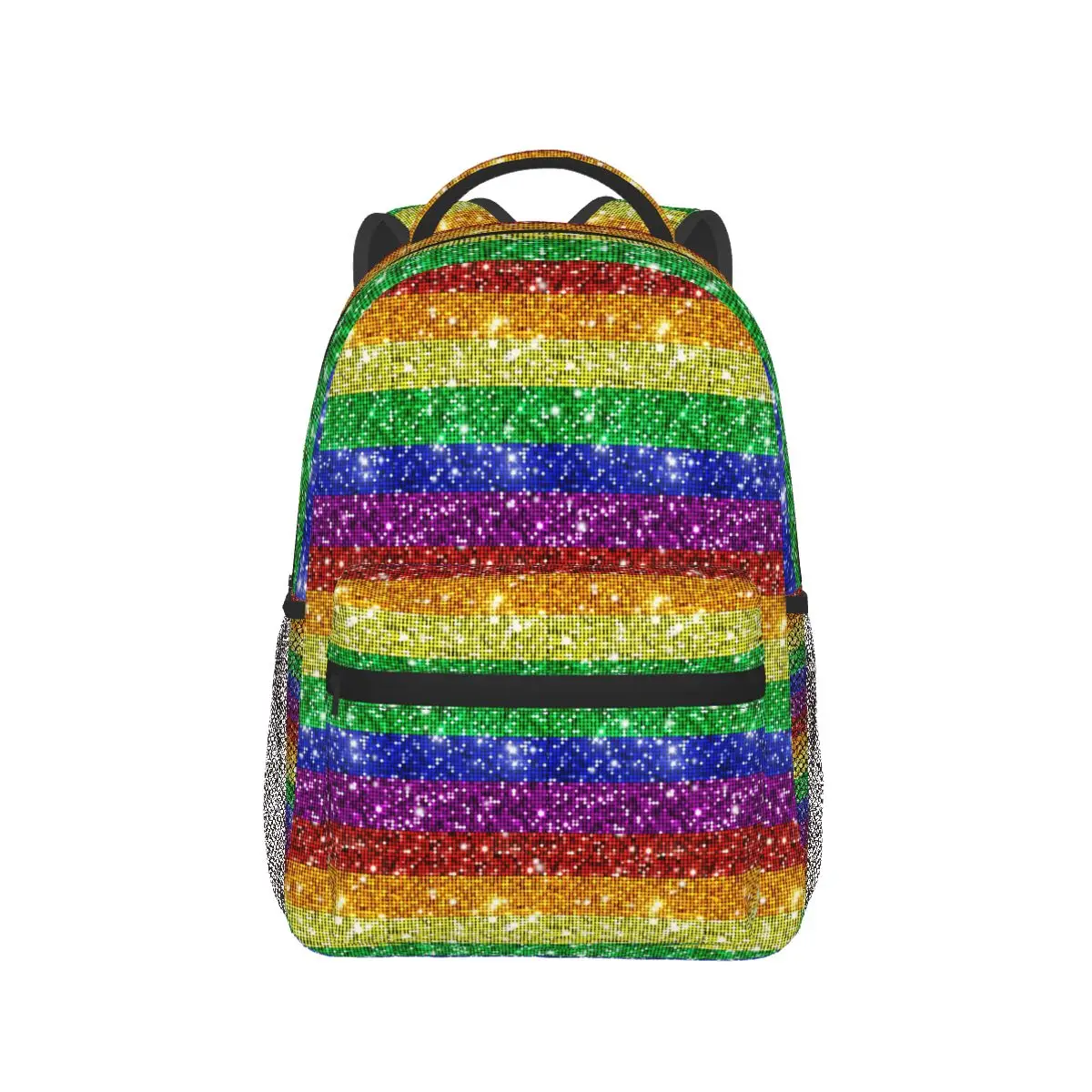 

Faux Glitter Rainbow Pride Flag LGBT Gay Lesbian Backpack Daypack Boys Girls BookBag School Bag Shoulder Bags for Men Women
