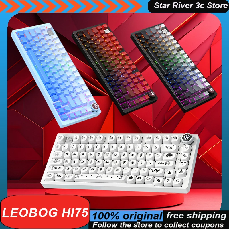 LEOBOG Hi75 Mechanical Keyboard wired 81keys PBT Multi functional knob aluminum alloy Hot plug RGB Customized gaming keyboard