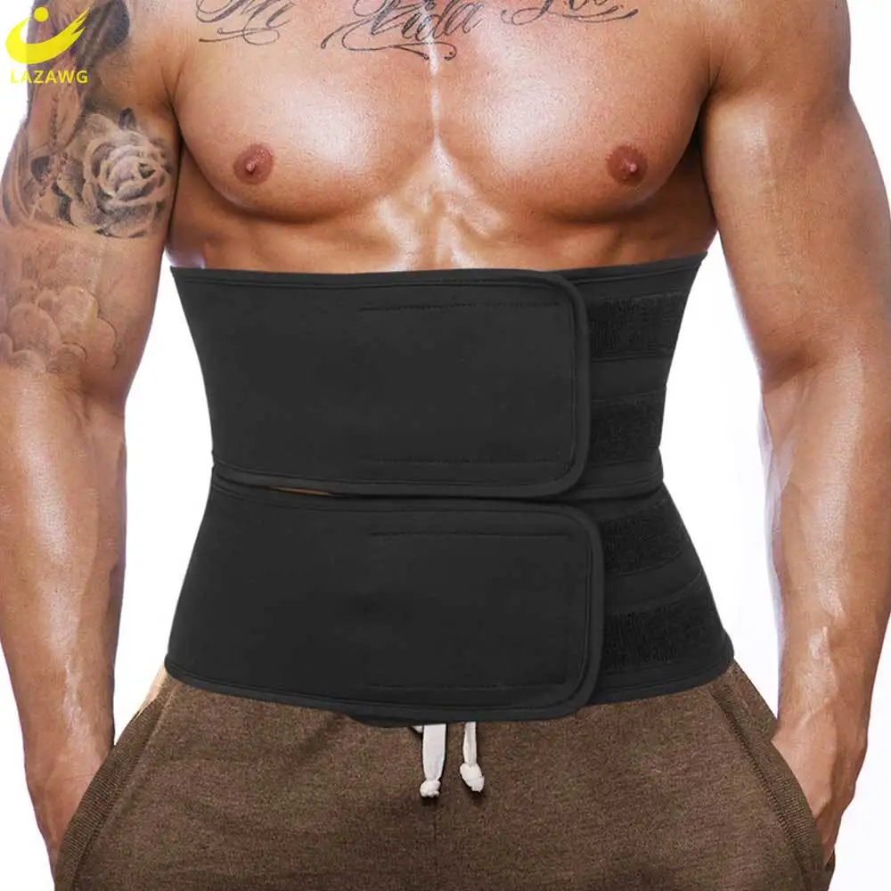 

LAZAWG Mens Waist Trainer Belly Girdles Tummy Belt Stomach Wraps Weight Loss Sweat Band Neoprene Body Shaper Slimming Fitness