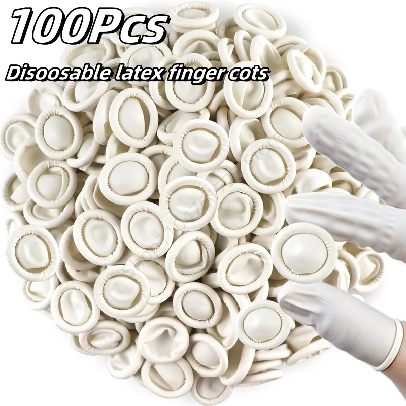 100Pcs Disposable Finger Cover Rubber Gloves Non-slip Anti-static Latex Finger Cot Fingertip Protector Fingertips Durable Tool