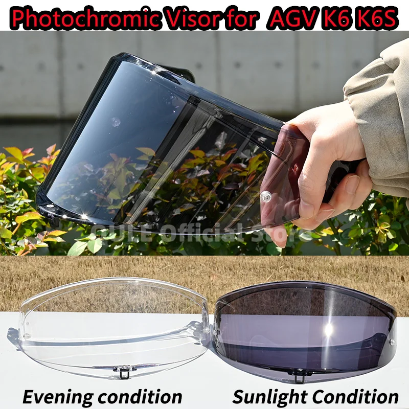 Photochromic Visor for AGV K6 K6s Helmet Glasses Screen Shield Windshield Accessories Parts Autochromic lens