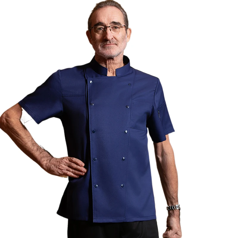 Profesjonalna kurtka kuchenna Płaszcz szefa kuchni Mundur hotelowy Kostium szefa kuchni Restauracja Koszula dla mężczyzn Piekarnicy Odzież robocza z krótkim rękawem