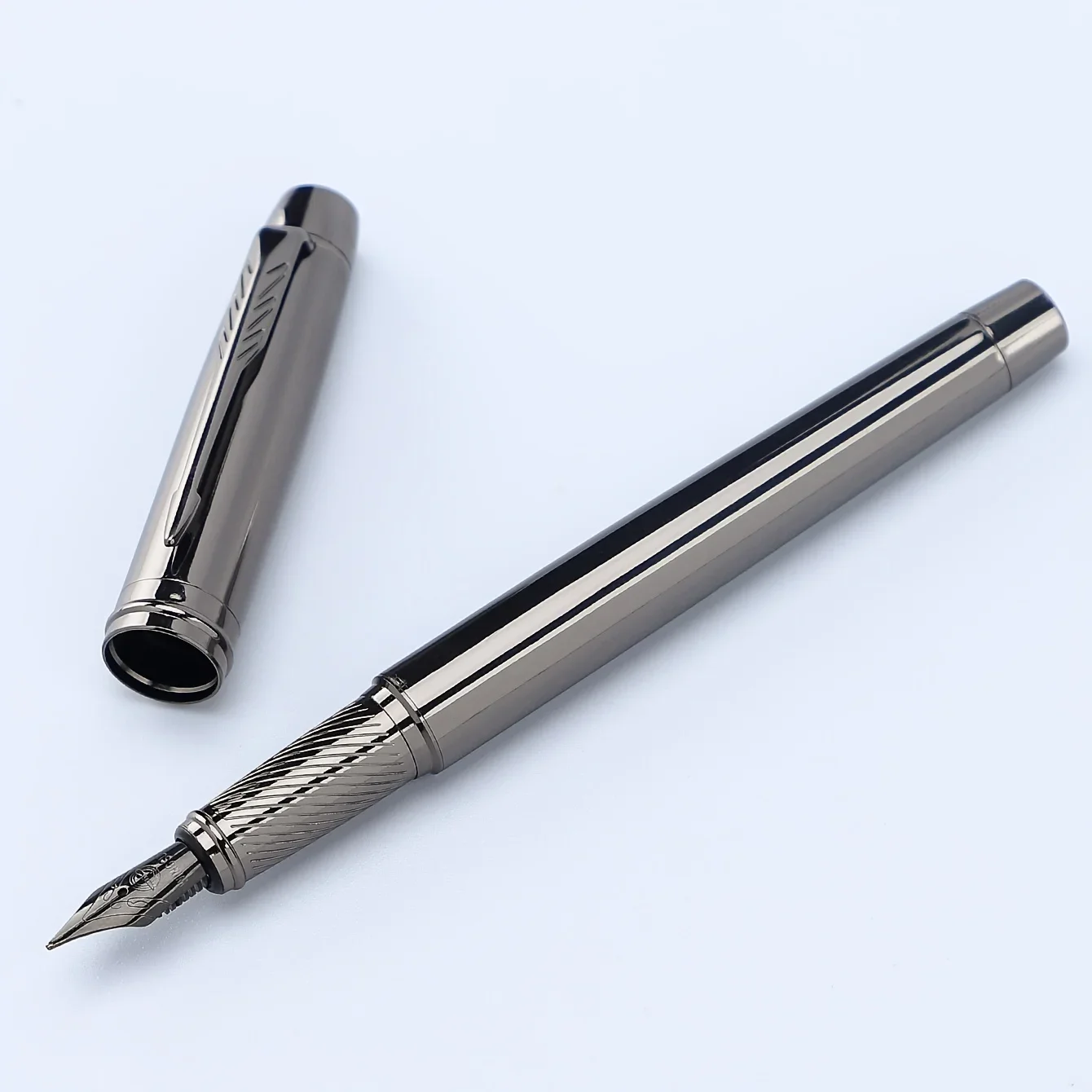 Silver Gray Business Fountain Pen 1 Pc 0.5mm Iridium Tip Medium Size Letter Signature Handwritten Note Tool
