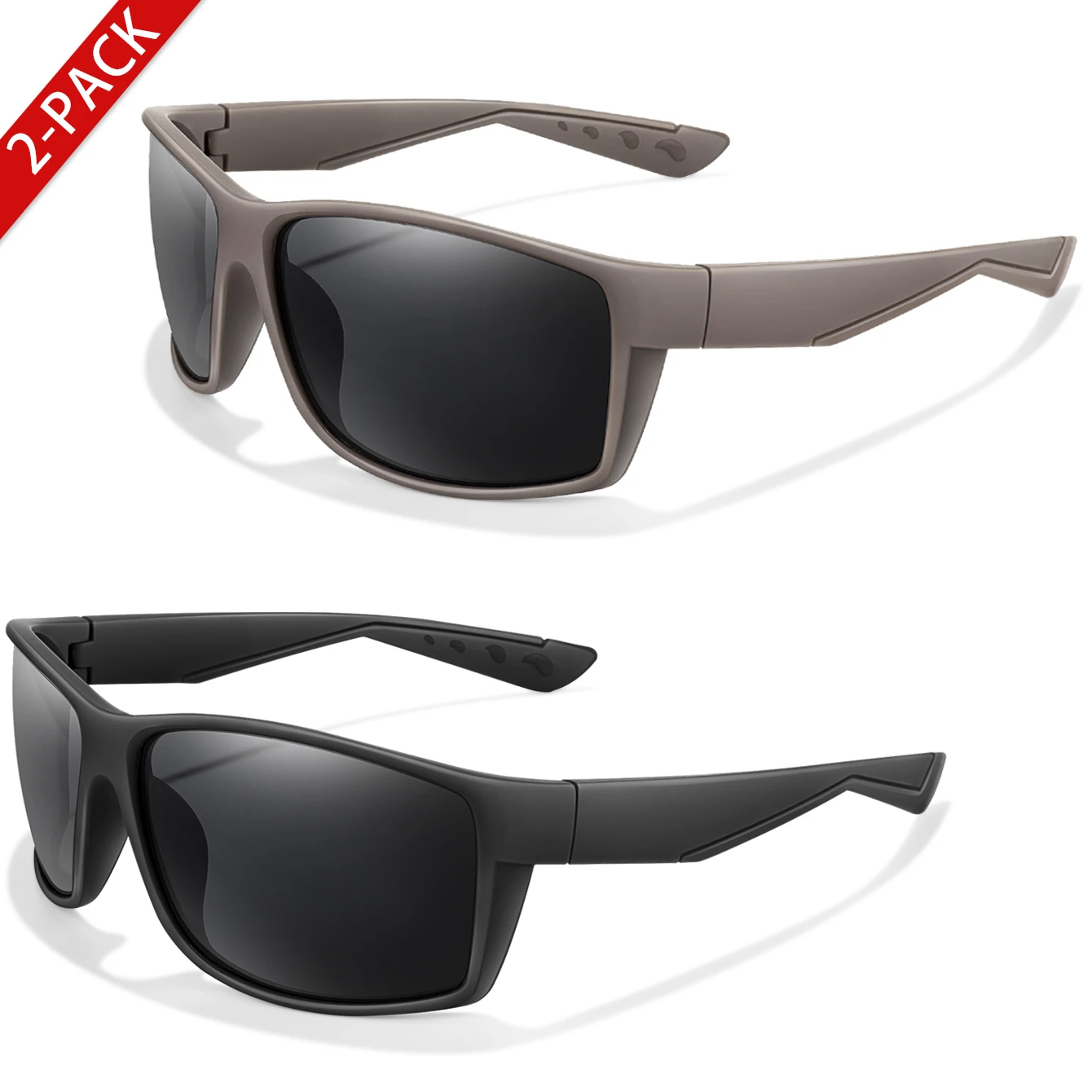 2 Packs Polarized Sunglasses UV Protection Classic Style Fishing Sports Sunglasses for Men Women Outdoor Cycling Hiking Driving