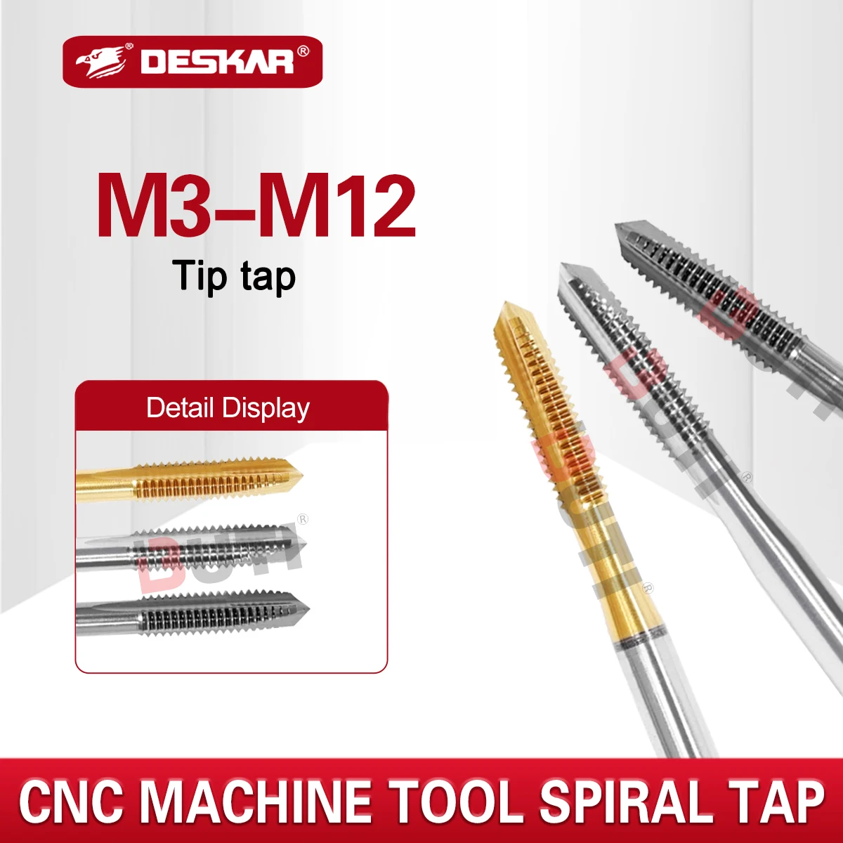 

DESKAR Токарный станок с ЧПУ Обрабатывающий центр Метчик с наконечником улитки M3/M4/M5/M6/M8/M10/M12 Наконечник с ЧПУ Сверло с прямой канавкой Машина для нарезания резьбы по проволоке