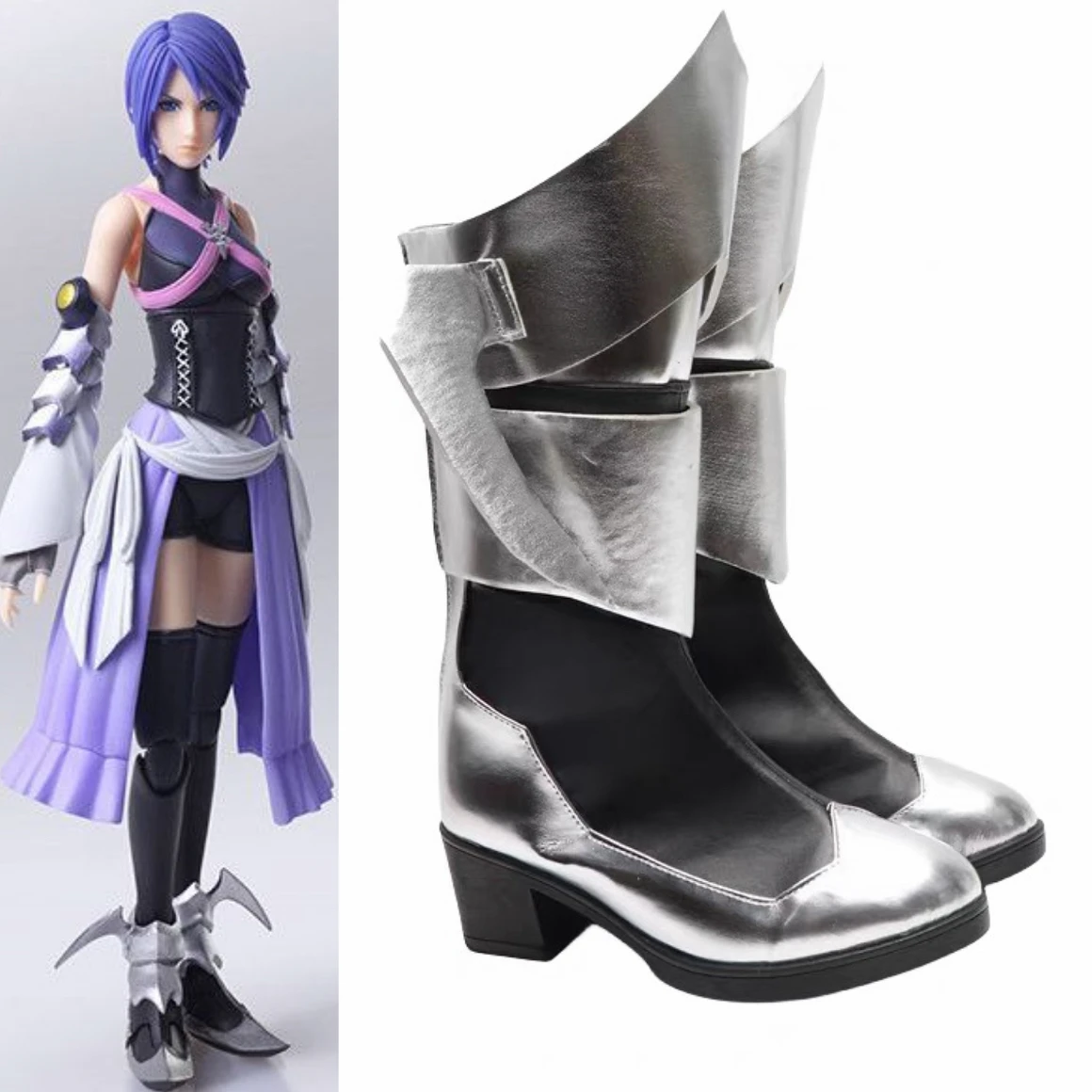 

Kingdom Hearts Birth By Sleep Aqua Обувь для косплея Сапоги серебристого цвета индивидуального размера