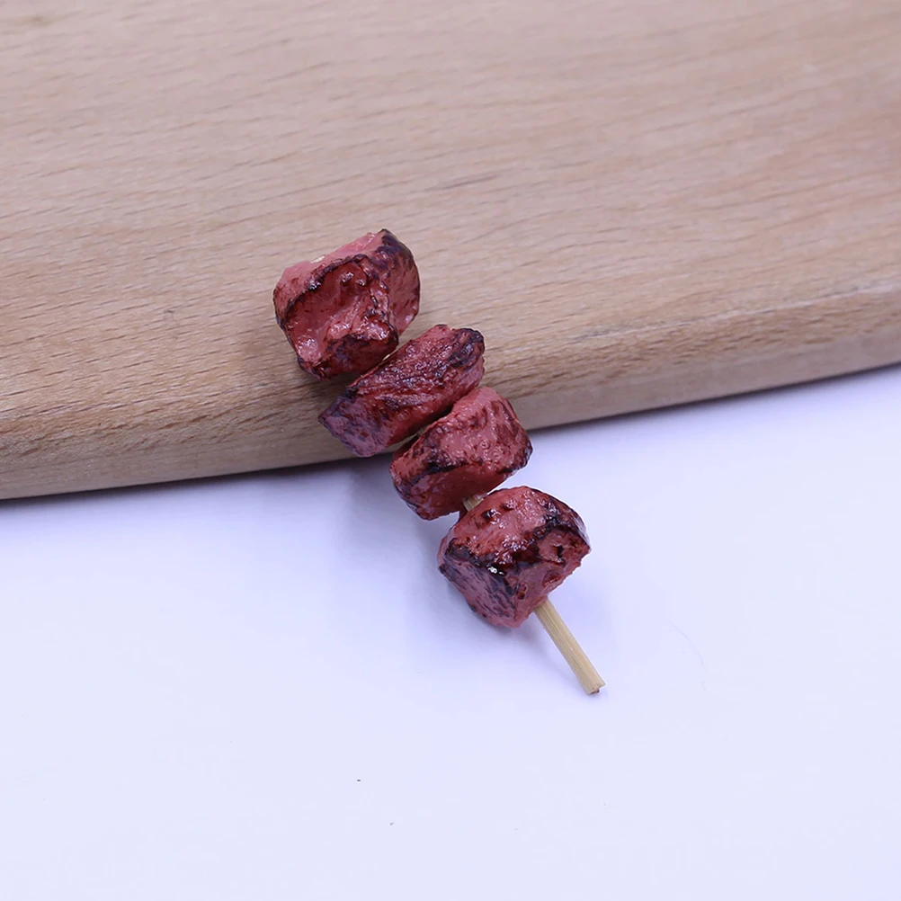 

5pcs Simulation Barbecue Skewers Mini Food Toys Pretend Play Kitchen PVC Grill Meat Kids Educational Gifts Realistic Decor Home