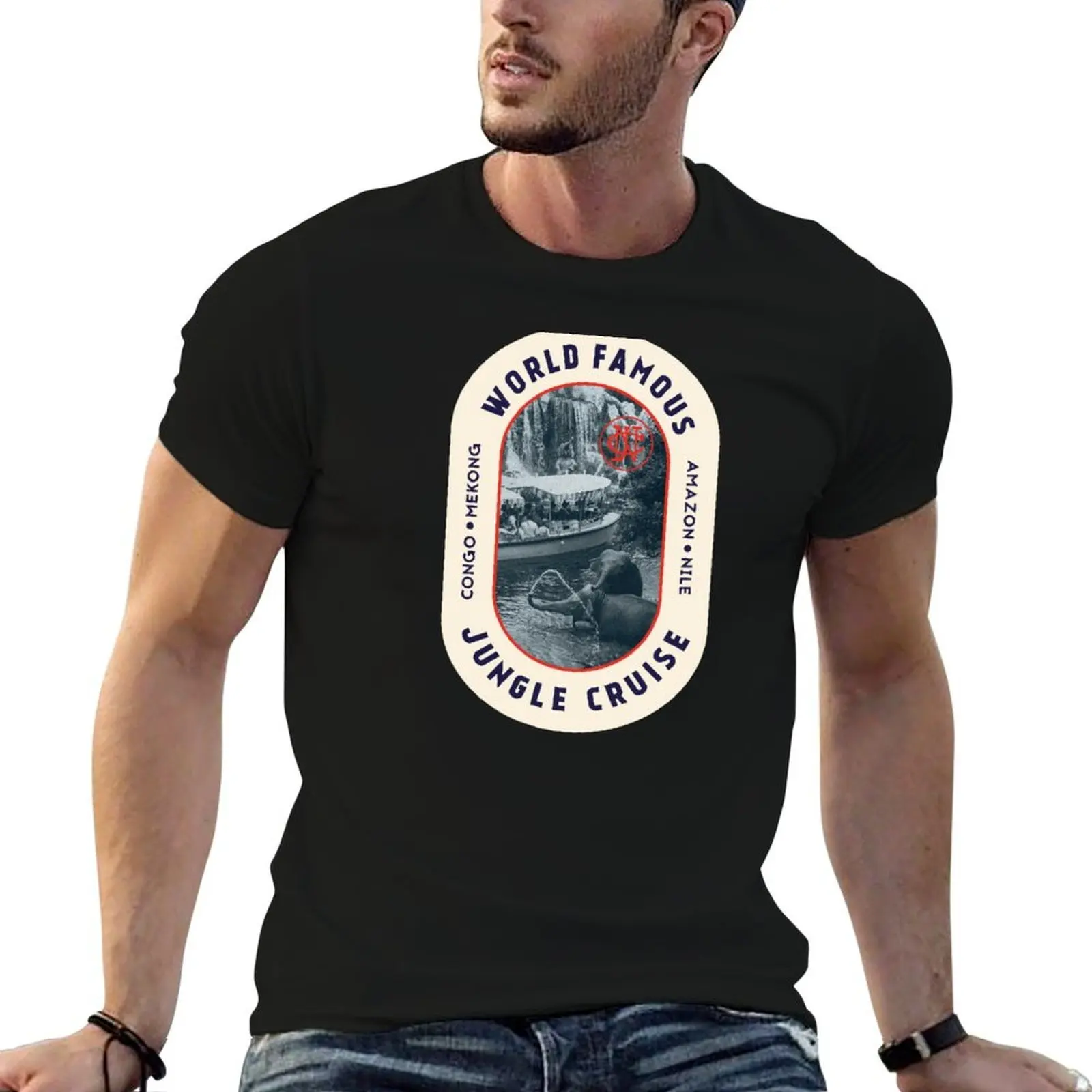 World Famous Jungle Cruise travel sticker T-Shirt vintage clothes Funny t-shirt shirts men graphic