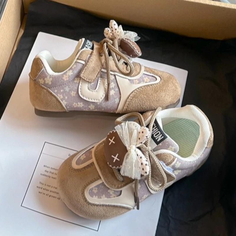 Zapatillas Fashion Girls' Shoes 2026Spring New Large Kids Sneakers Comfort Anti Slip Floral Girls Casual Shoes Кроссовки Женские