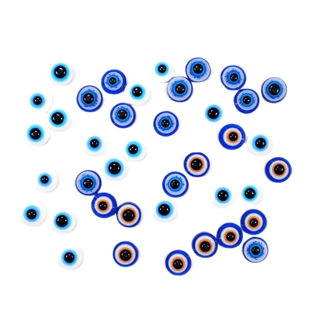 20 piezas, fácil de aplicar, ojos azules de resina, decoraciones artísticas para uñas, colgantes planos 3D para Halloween, ojos malvados, diamantes de imitación para uñas, Halloween
