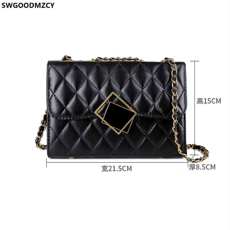 Leather Black Bag for Women 2024 Designer Crossbody Bags Luxury Brand Shoulder Bag Women Chains Fashion Taschen Women תיקים לנשי