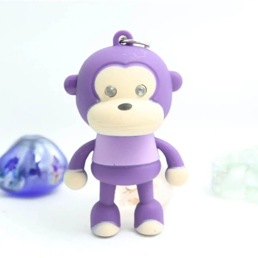 Gifts Novelty Kawaii Gift Bags Accessories Cartoon  Cute Lighting Keychain Monkey with LED Light Keyring