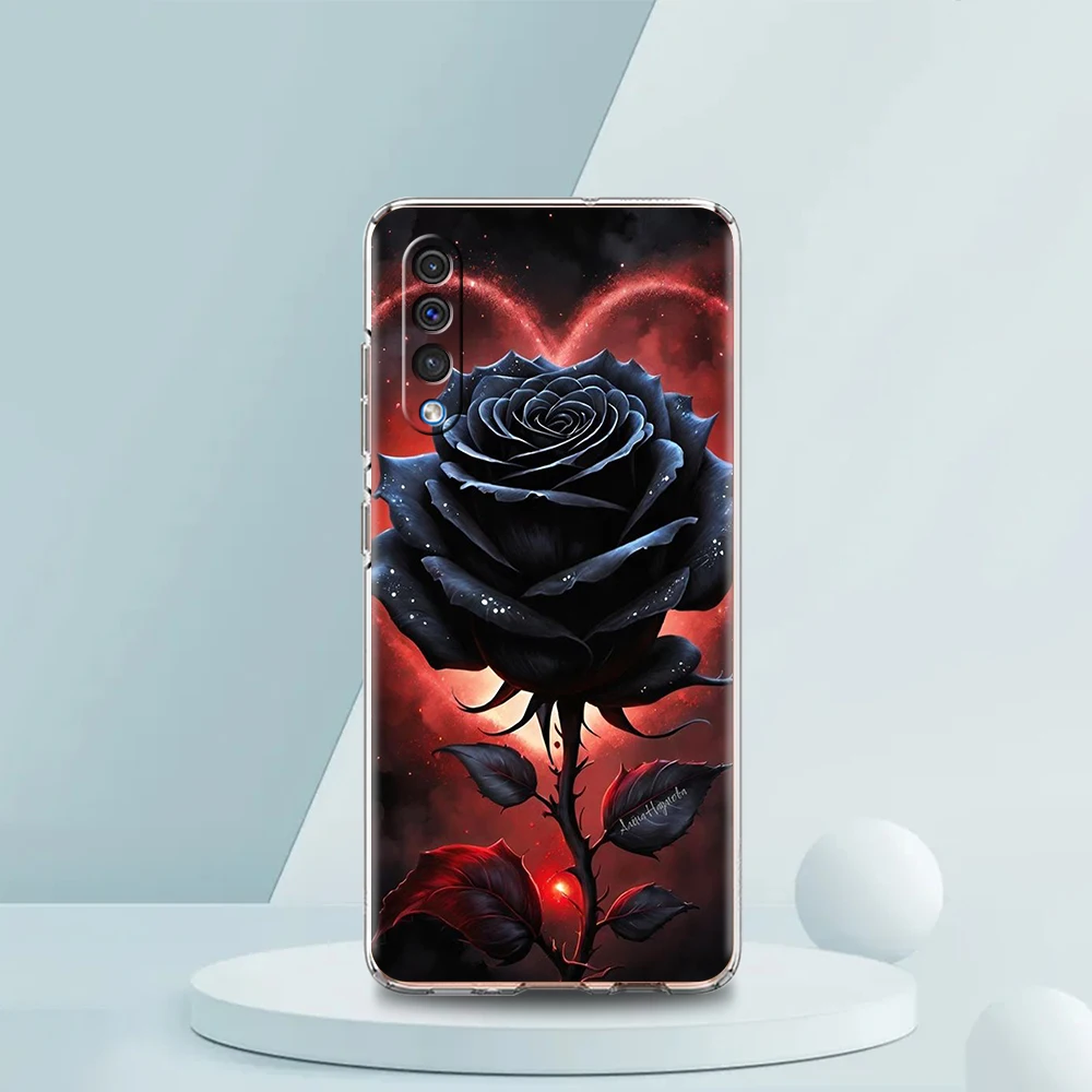 Colored Roses Transparent Phone Case for Samsung Galaxy A12 A50 A52 A70 A40 A10 A20 A30 A02 A03S A04 Cover Silicone Shell Capas