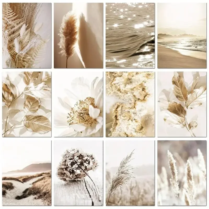 

605477 Acrylic Painting By Numbers Golden Sea Flower Landscape Drawing By Numbers Wall Art Adults Crafts Diy Gift Home Decors
