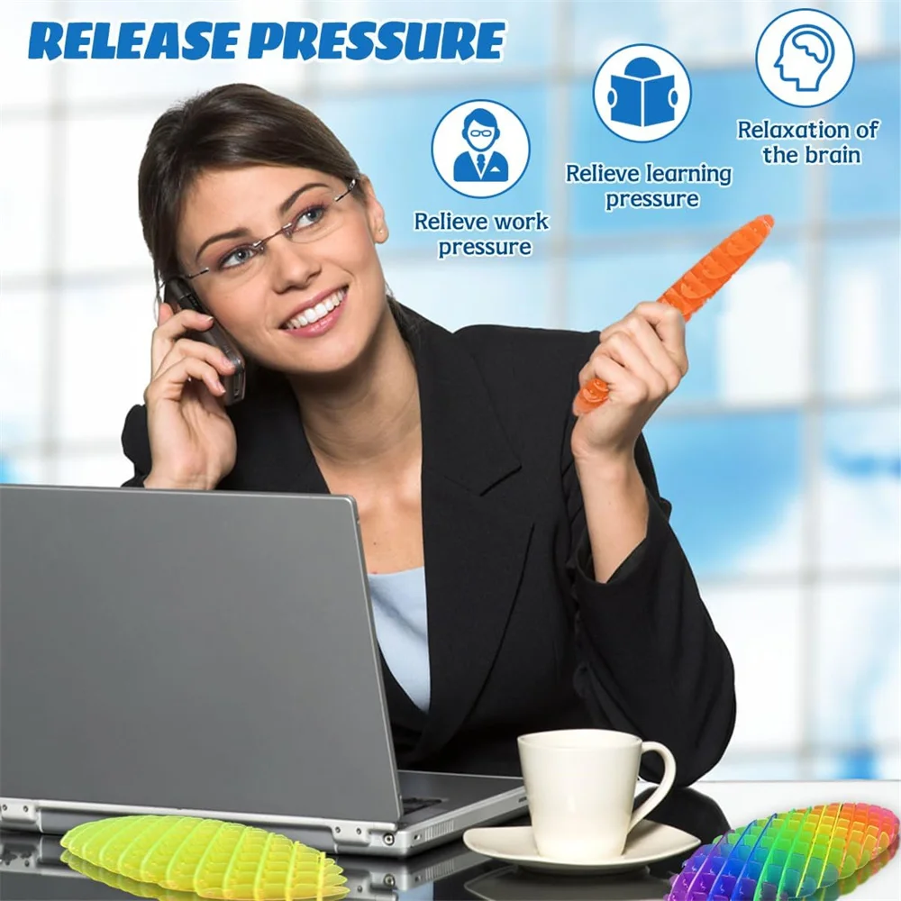 1PC マルチカラーフィジェットワームおもちゃ弾性感覚ナメクジフィジェットおもちゃストレス不安緩和デスクフィジェット自閉症 & ADHD