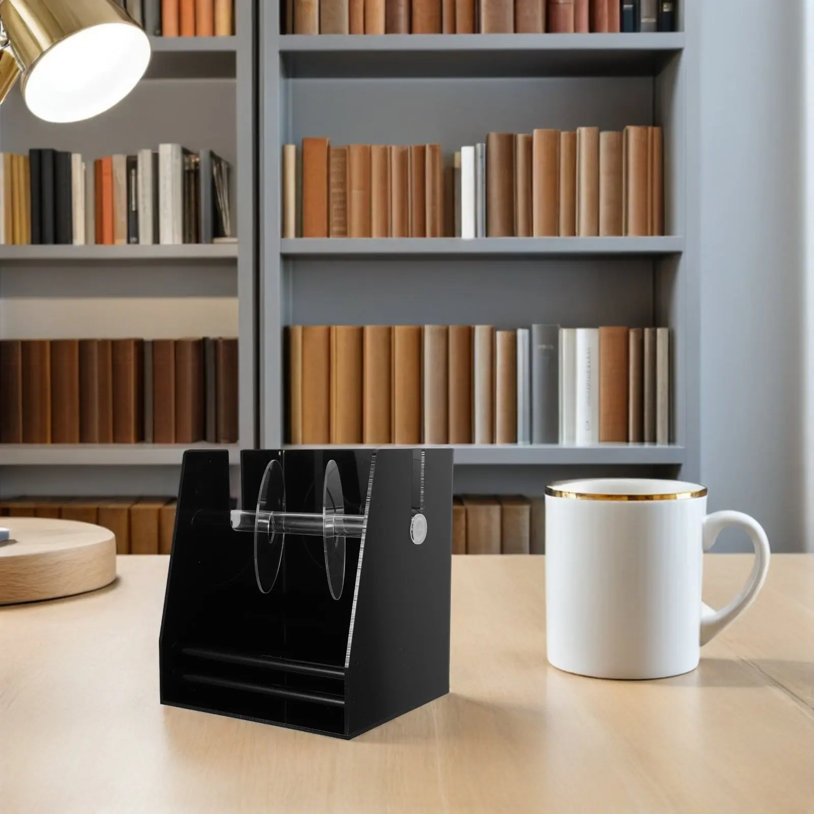 3-Slot Label Roll Holder Acrylic Label Dispenser Perfect for Office Home Desk Storage Sticker Organizer Desktop Tape Dispenser