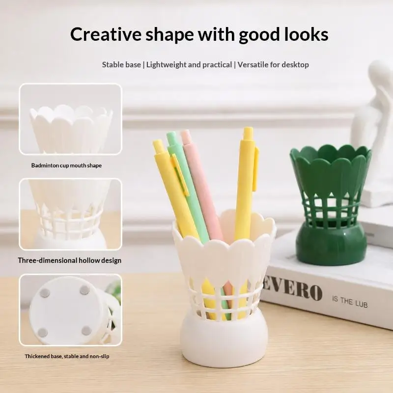Cute Badminton Pen Holder Creative Desktop Stationery Storage Stand Waterproof Material Organizer for Kids School Office Gift