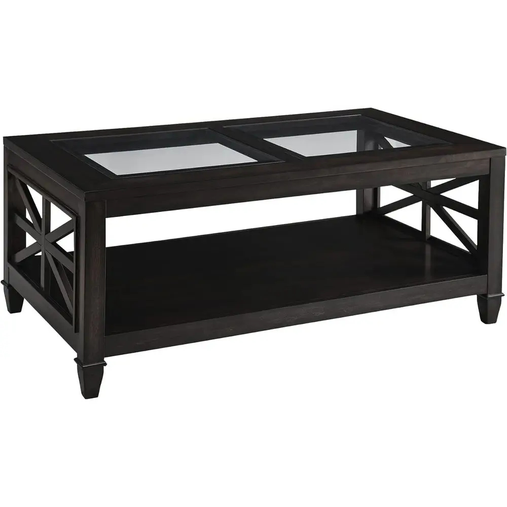 

Vintage Walnut Coffee Table with Tempered Glass Top, 45.5 x 26 for Living Room, Office & Café