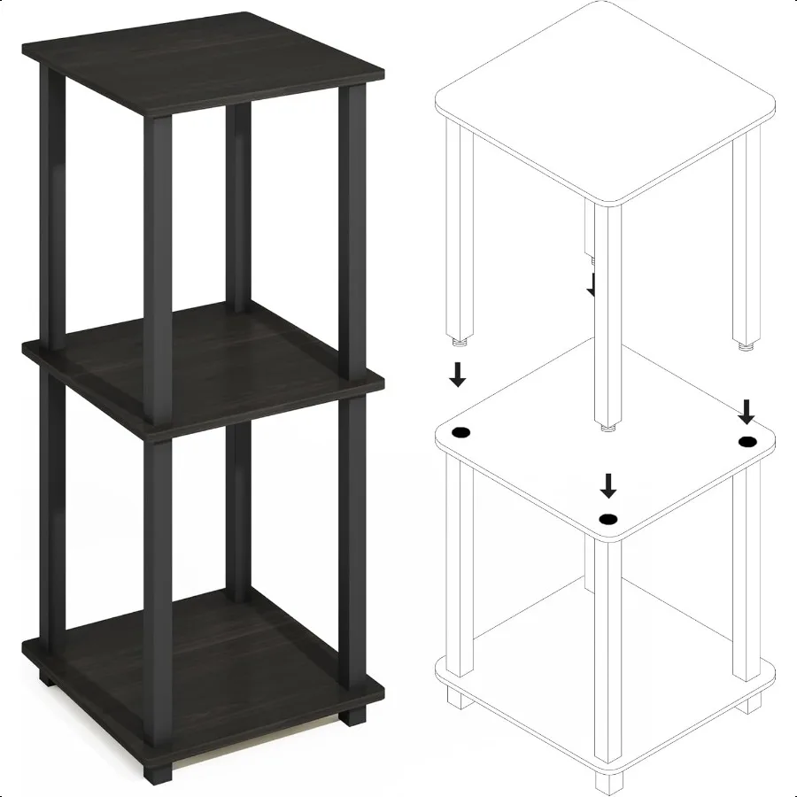 رف كتب قابل للتكديس سهل التجميع من TurnNTube باللون الأسود