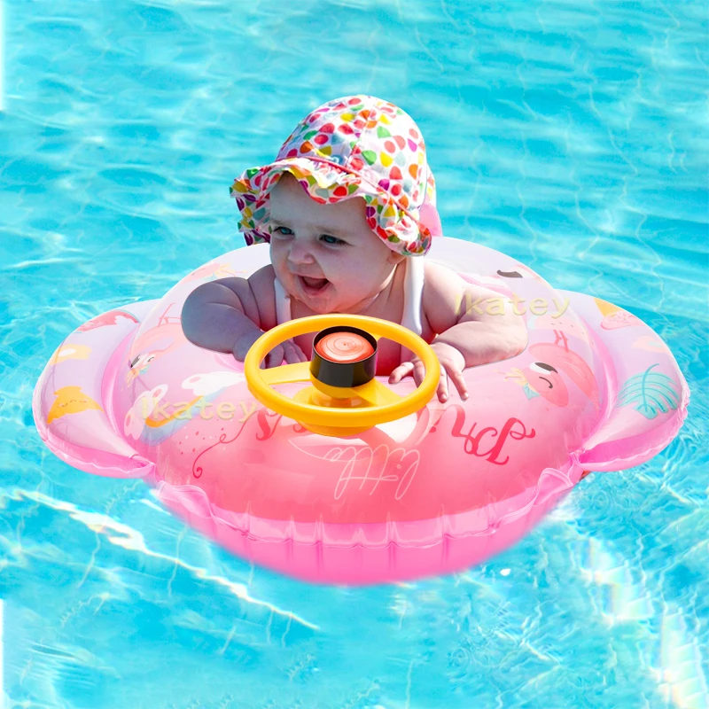 Flamingo Stuurwagen Baby Zwemmen Ring Seat Voor Kinderen Peuters Cartoon Drijvend Opblaasbaar Zwembad Speelgoed Zomer Strand Foto Rekwisieten