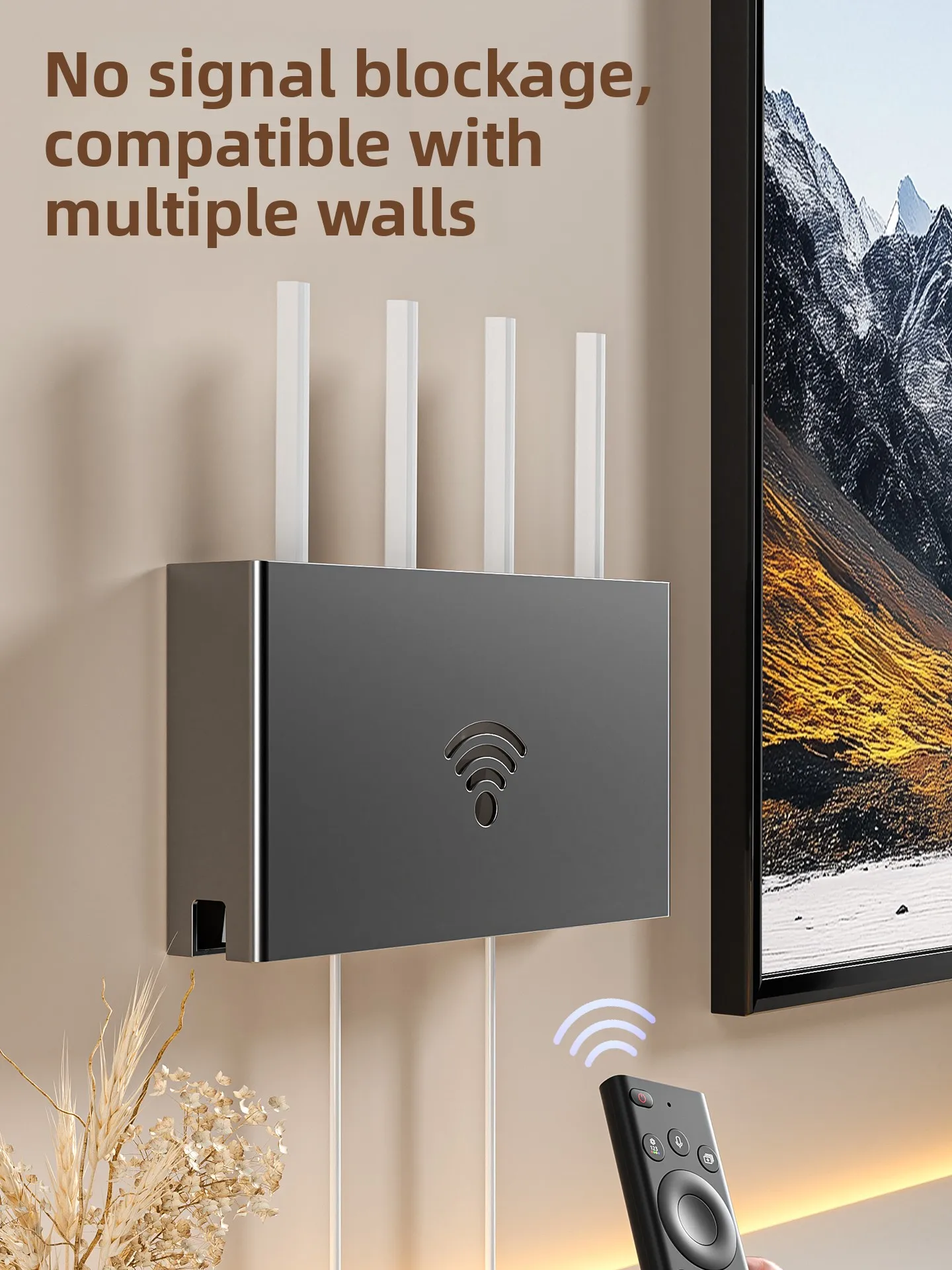 Wall-Mounted Router Storage Box Cover TV Box Braet Metal No-Drilling Design Cable Organizer Living Room Organization