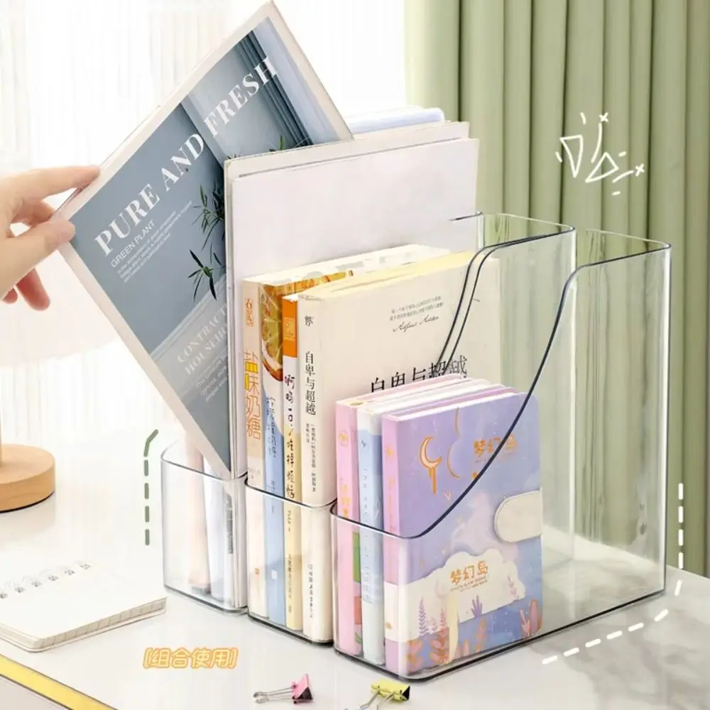 رف مجلة عمودي من الأكريليك، صندوق حفظ تخزين A4 شفاف وبسيط، منظم ملفات ورقية، مستلزمات سطح المكتب #3