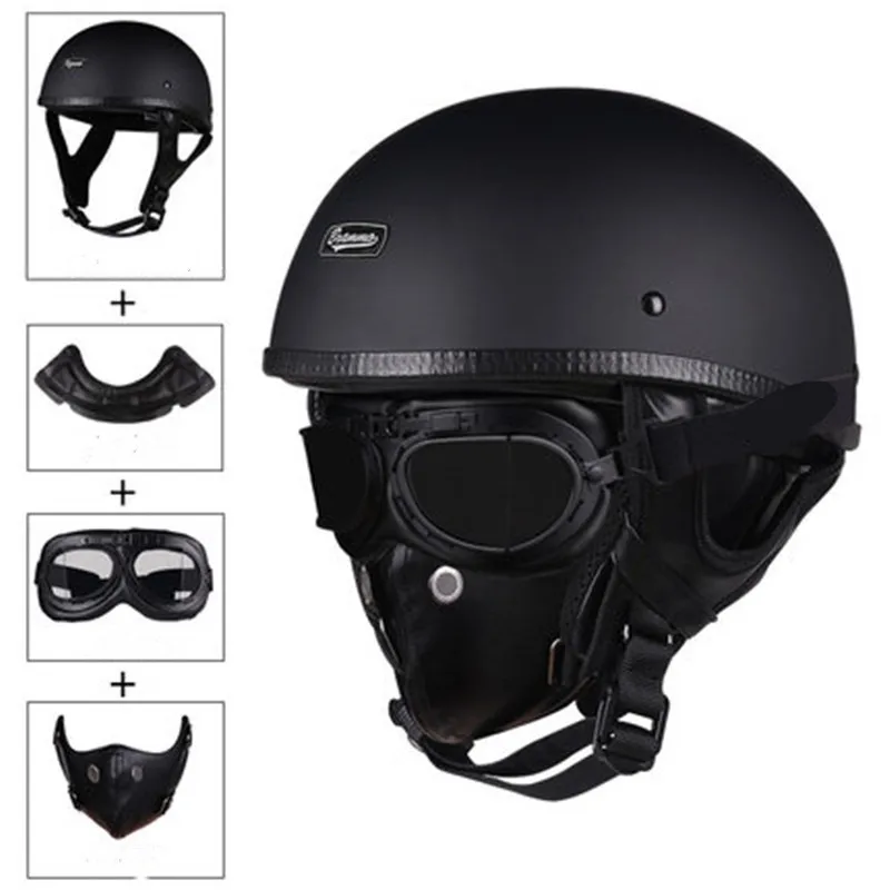 

Electric Scooter Motocycle Helmet Personality Retro Baseball Cap for Tongue Bucktail Scoop Fashion Half Helmet Matte Black