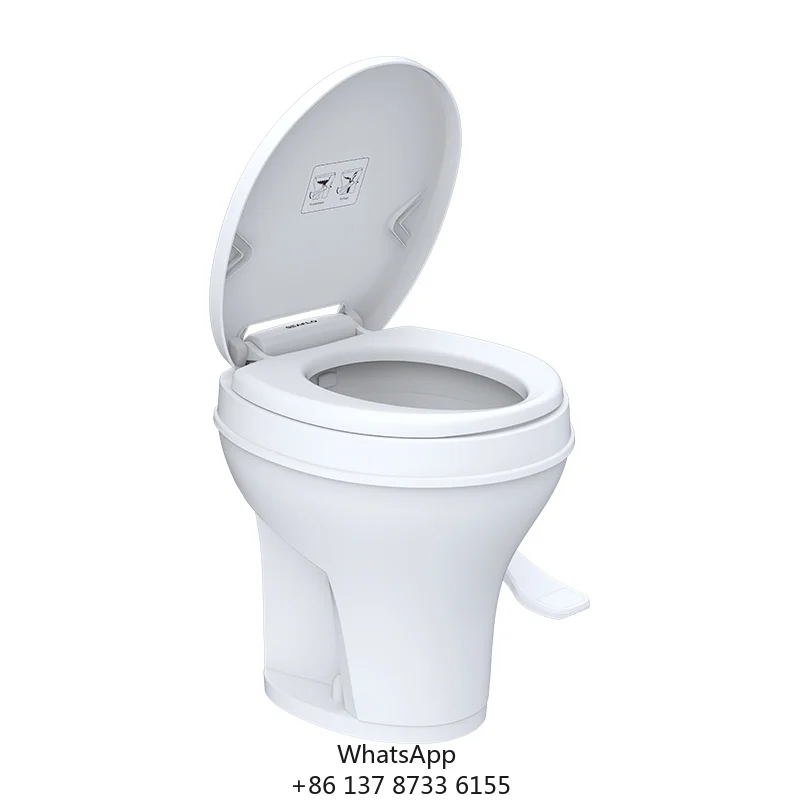 SEAFLO RV Camper Toilet Foot-operated Caravan Toilet Gravity Flush Motorhome Plastic Toilet