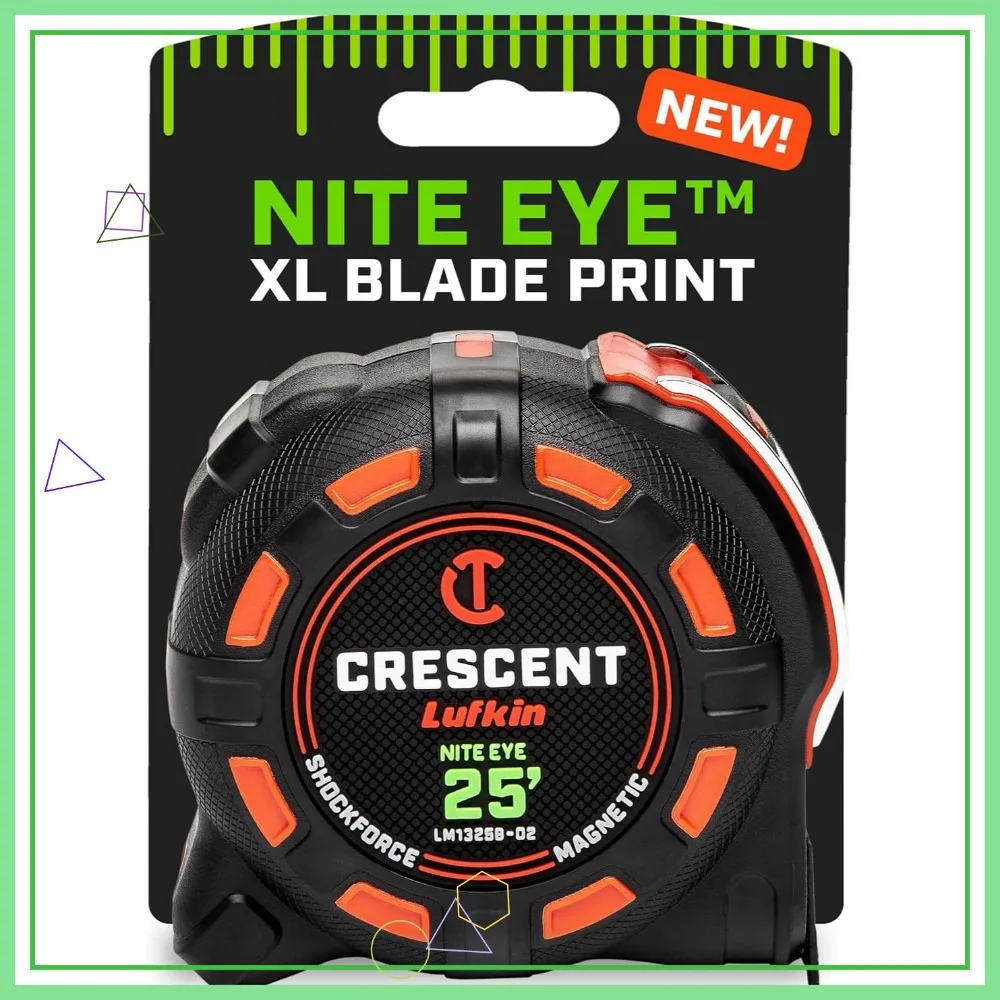 

25-футовая магнитная рулетка SHOCKFORCE NITE EYE с высокой видимостью и прочной конструкцией