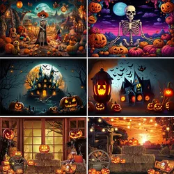 Halloween Backdrop Vintage Castle Skull Witch Baby Portrait Photocall Photography Background Photo Studio Halloween Party Banner