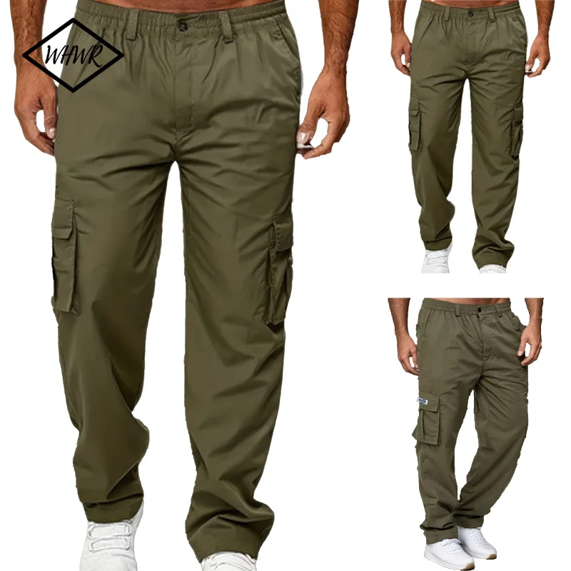 

Mens Loose Oversized Drawstring Long Pants Men Multi-pocket Pants Sweatpants Straight Fit Joggers for Sports and Streetwear Pant