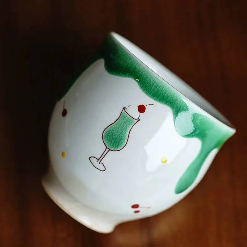 In Stock Japanese Imported Kōkōzan Kiln Artist Hand-Painted Tea Dessert Yogurt Cartoon Ceramic Cup