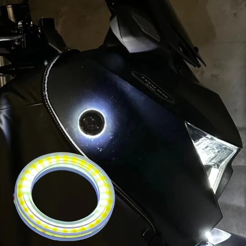 Emitting Diode Angel Eye 50mm Motorcycle Light COB Ring Waterproof White/Yellow Ring Light Logo Backlight
