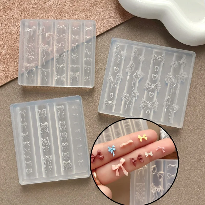 3D Lint Strik Vormige Mold Stempelen Stencils UV Gel Polish Art Mold Siliconen Carving Mold DIY Ontwerp Nail Charm Decoraties