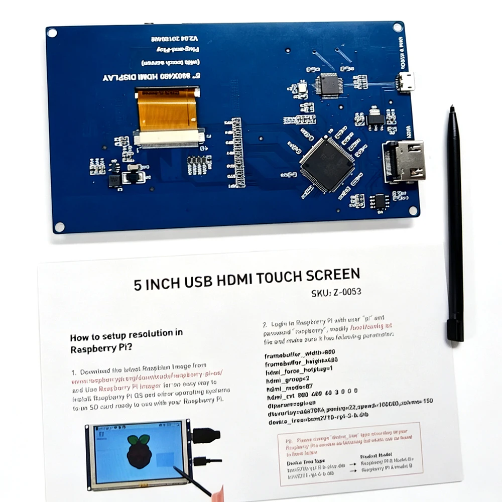 5 Inch 800*480 HDMI USB Resistive Touch Screen Display Module for Car DIY Performance Chip Control System With Stylus Manual