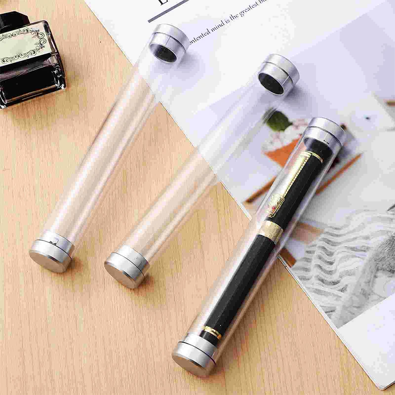1 Piece Clear Round Cylinder Pen Box Transparent Packing Tube Pen Cases