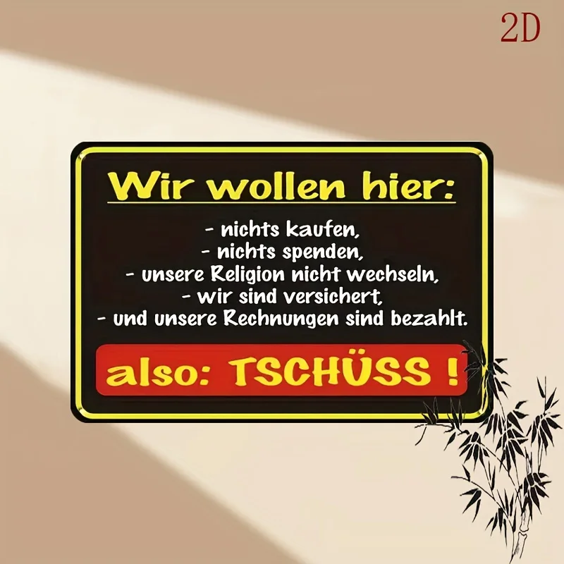 German Language Metal Sign - German Text Poster with Funny Saying (e.g. 