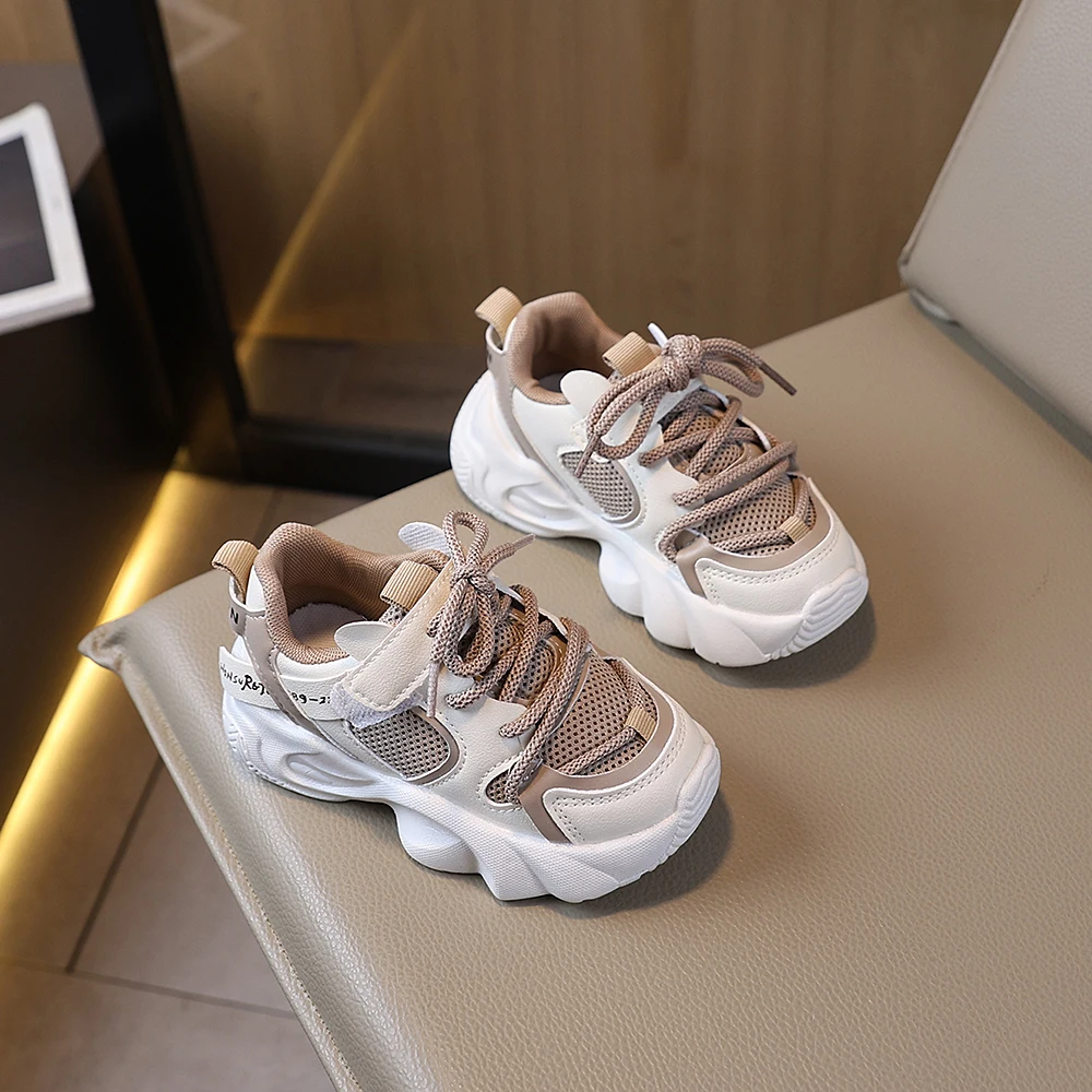 Comfy Kids Kids Sneakers for Boys and Girls, Mesh Upper Chunky Shoes with Breathable Soft Sole, Hook and Loop Fastener, Non-Slip